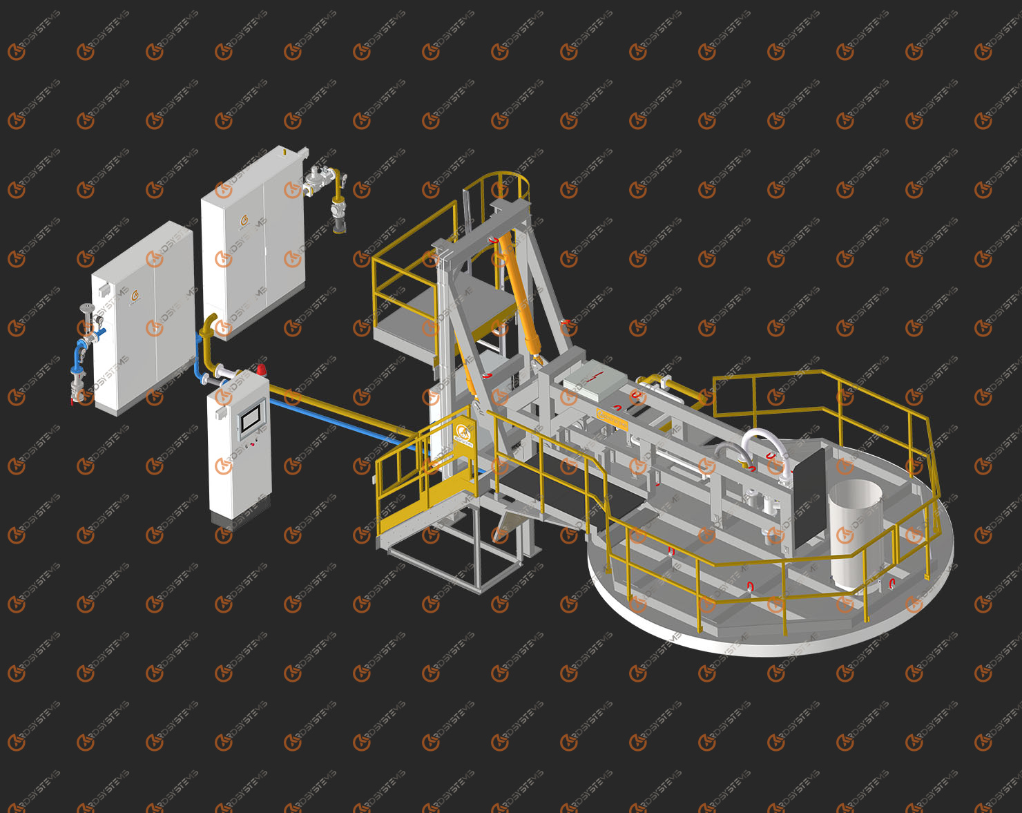 3D-модель: Вертикальный стенд форсажного разогрева стальковшей на сталевозе